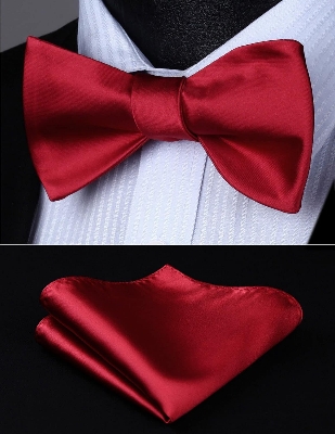 Picture of 3 Pcs Men's Satin Bow Tie Cummerbund with Handkerchief for Parties Weddings Proms (Maroon)