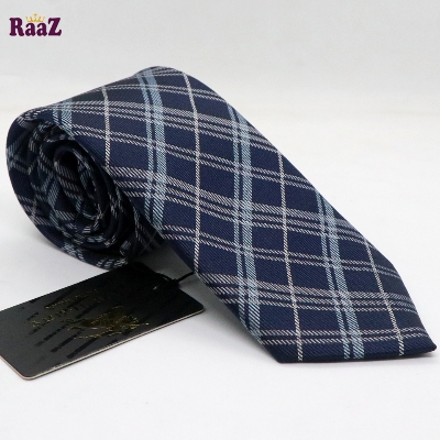 Picture of Navy Blue White Square Stripe Necktie For Men