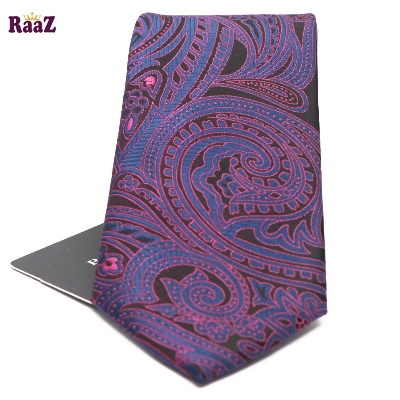 Picture of Blue Pink Big Flower Embroidery Necktie For Men
