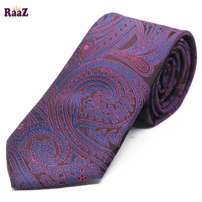 Picture of Blue Pink Big Flower Embroidery Necktie For Men