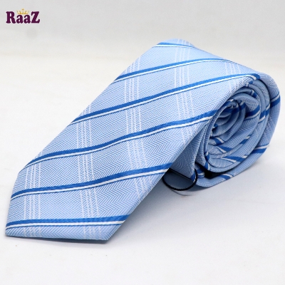 Picture of sky Blue Square Stripe Premium Necktie For Men