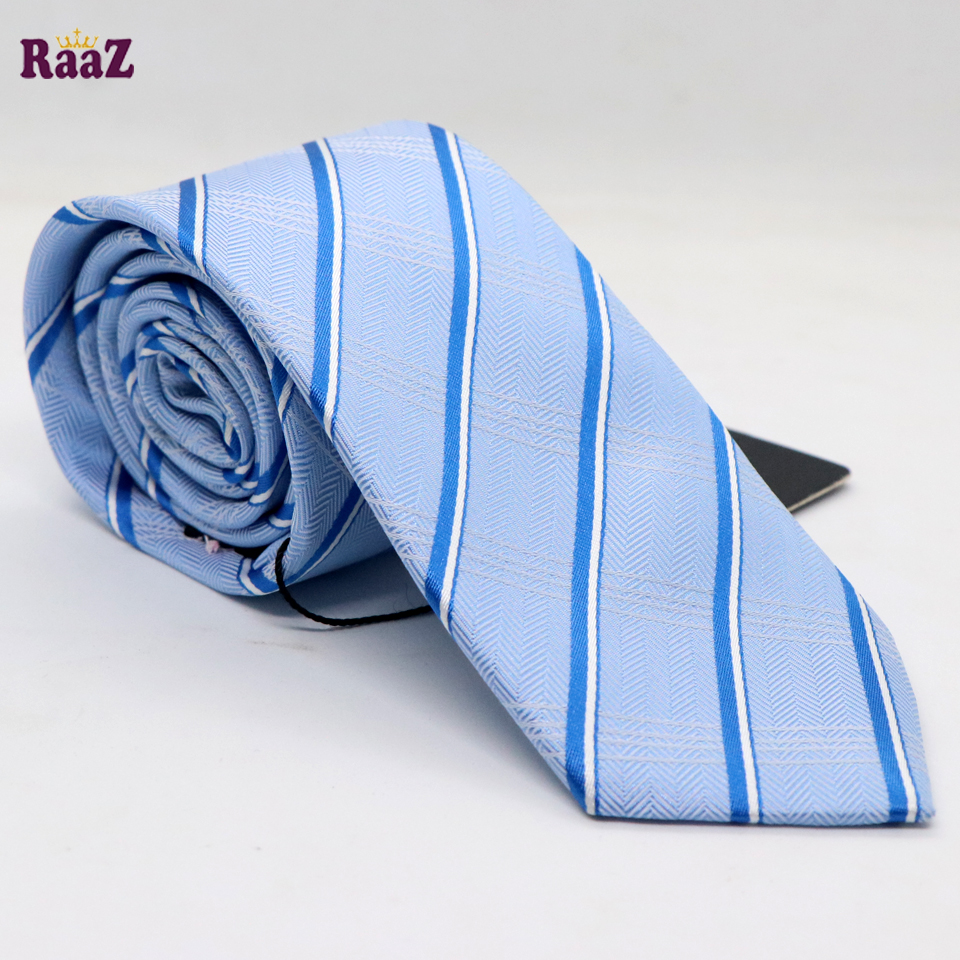 Picture of sky Blue Square Stripe Premium Necktie For Men