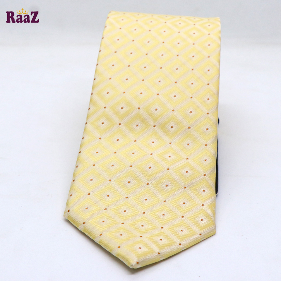 Picture of Yellow Square Golden Dot Premium Necktie