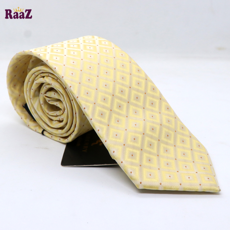 Picture of Yellow Square Golden Dot Premium Necktie