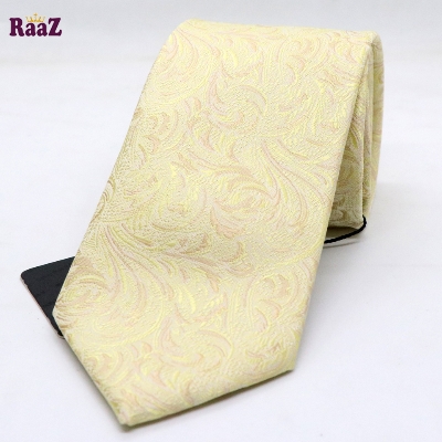 Picture of Soft Yellow Embroidery Flower Design Necktie For Men