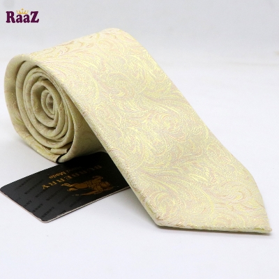Picture of Soft Yellow Embroidery Flower Design Necktie For Men