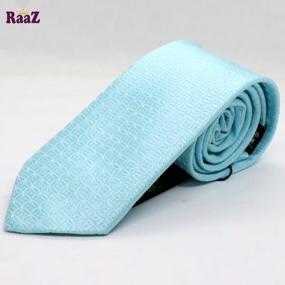Picture of Aqua Blue Flower Design Premium Necktie For Men