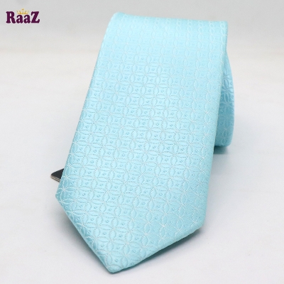 Picture of Aqua Blue Flower Design Premium Necktie For Men