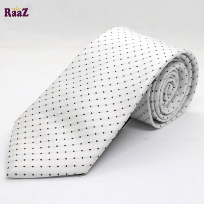 Picture of White Black Small Dot Premium Necktie For Men
