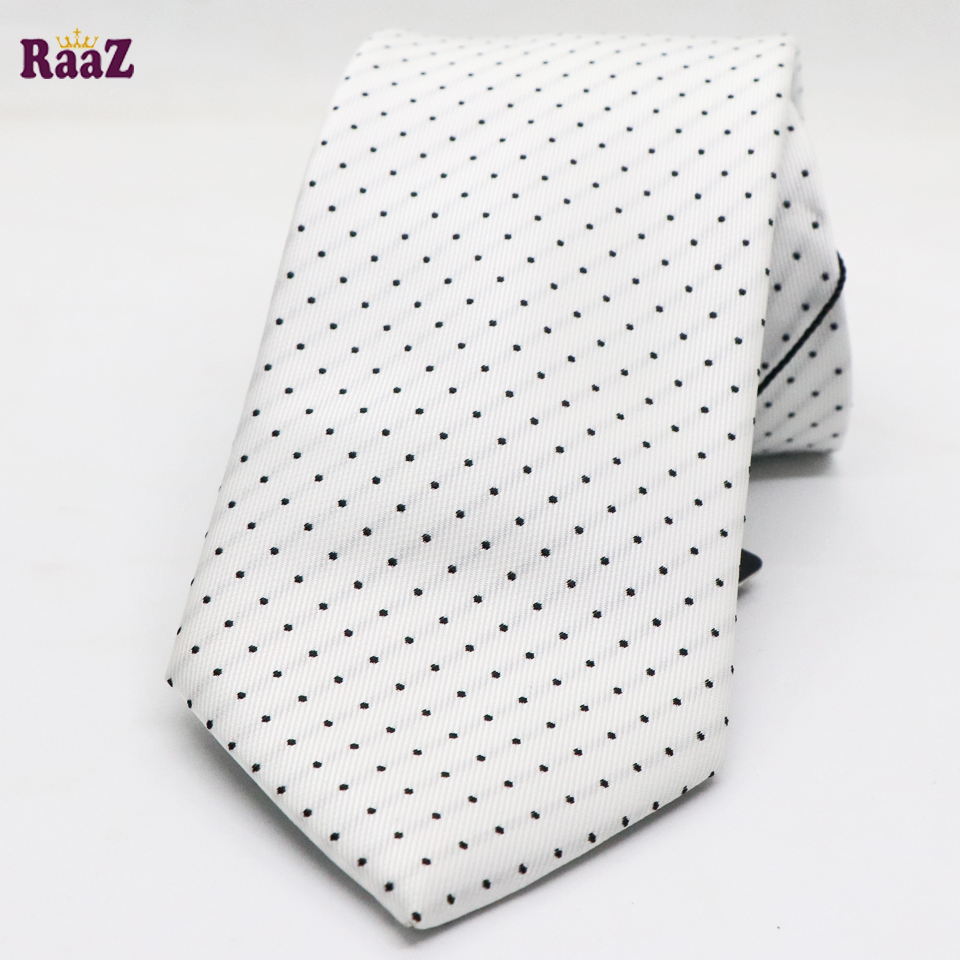 Picture of White Black Small Dot Premium Necktie For Men