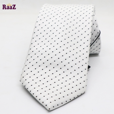 Picture of White Black Small Dot Premium Necktie For Men