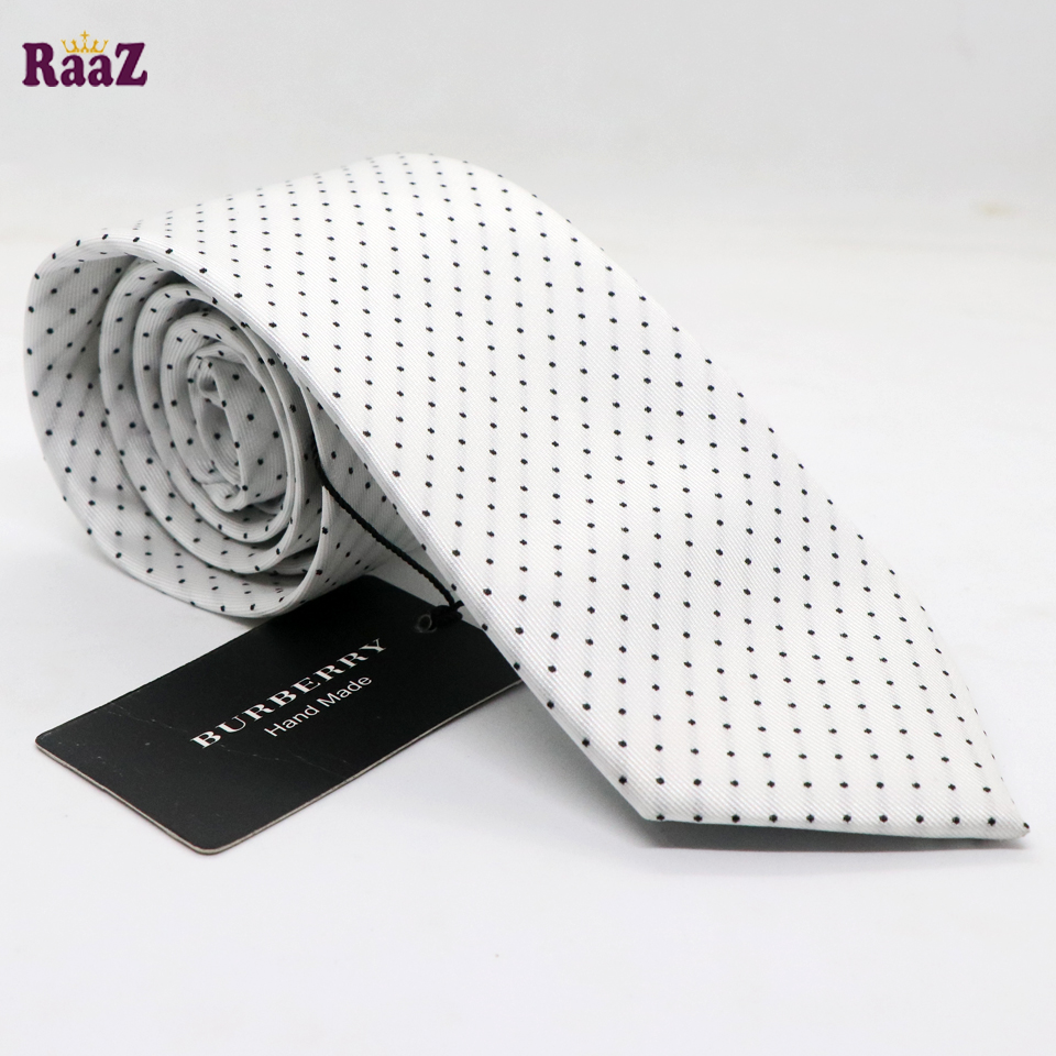 Picture of White Black Small Dot Premium Necktie For Men