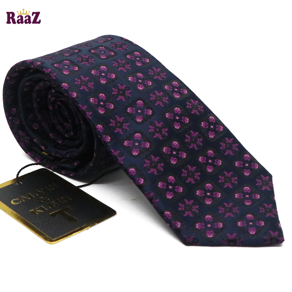 Picture of Navy Blue Purple Flower Design Embroidery Necktie