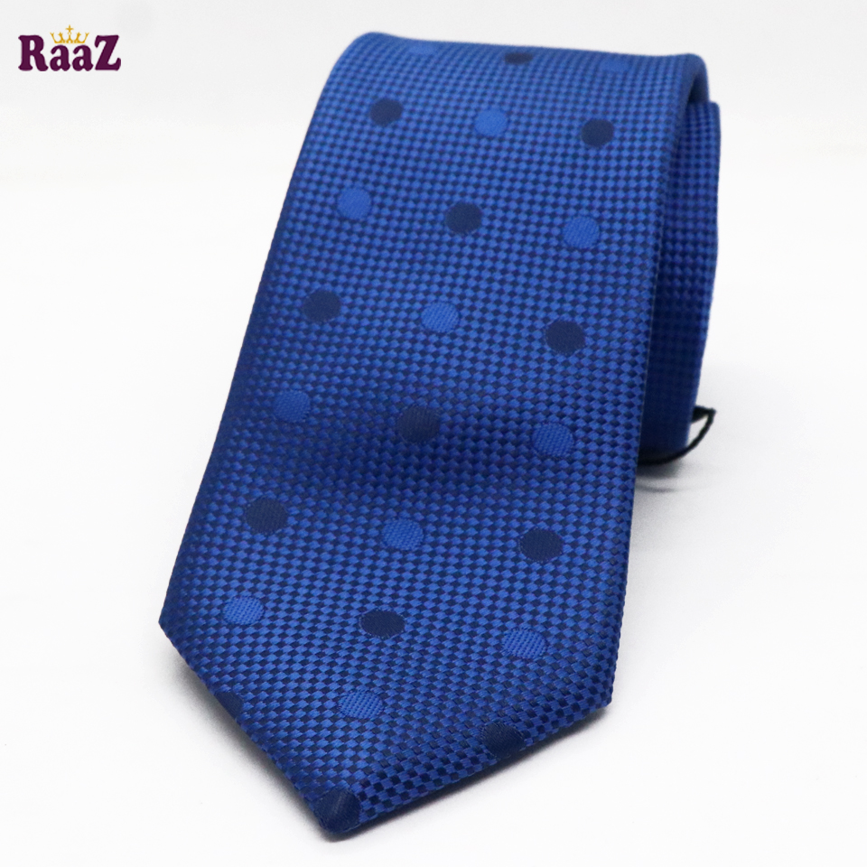 Picture of Deep Blue Circle Dot Embroidery Necktie Design For Men