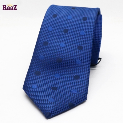 Picture of Deep Blue Circle Dot Embroidery Necktie Design For Men