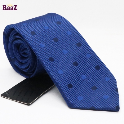 Picture of Deep Blue Circle Dot Embroidery Necktie Design For Men