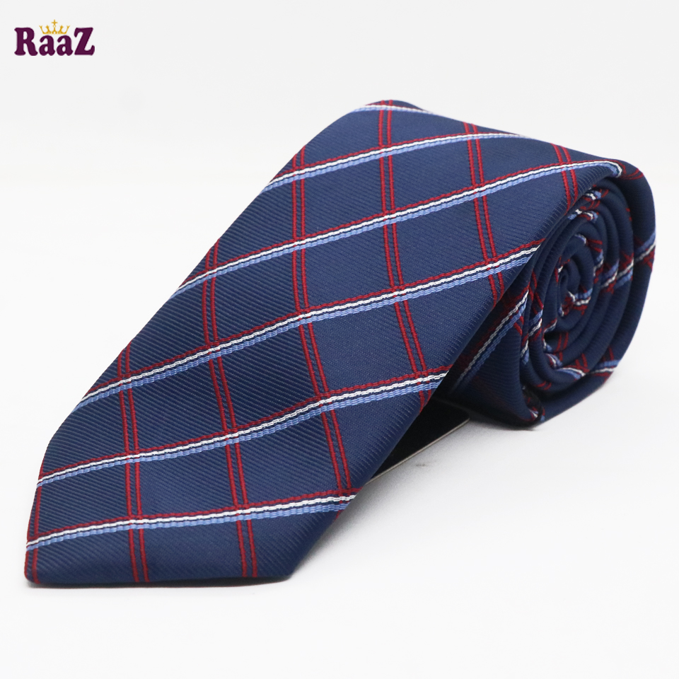 Picture of Navy Blue Red White Square Premium Tie For Men