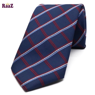 Picture of Navy Blue Red White Square Premium Tie For Men