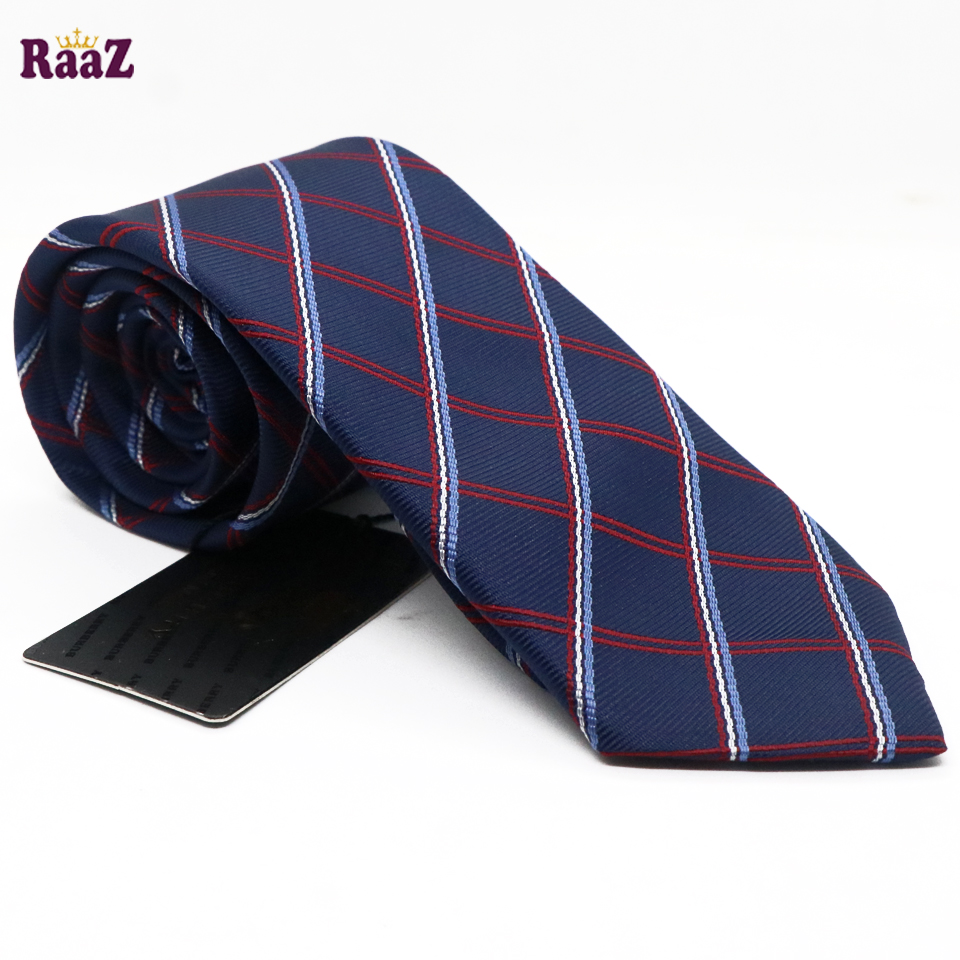 Picture of Navy Blue Red White Square Premium Tie For Men