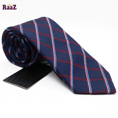 Picture of Navy Blue Red White Square Premium Tie For Men