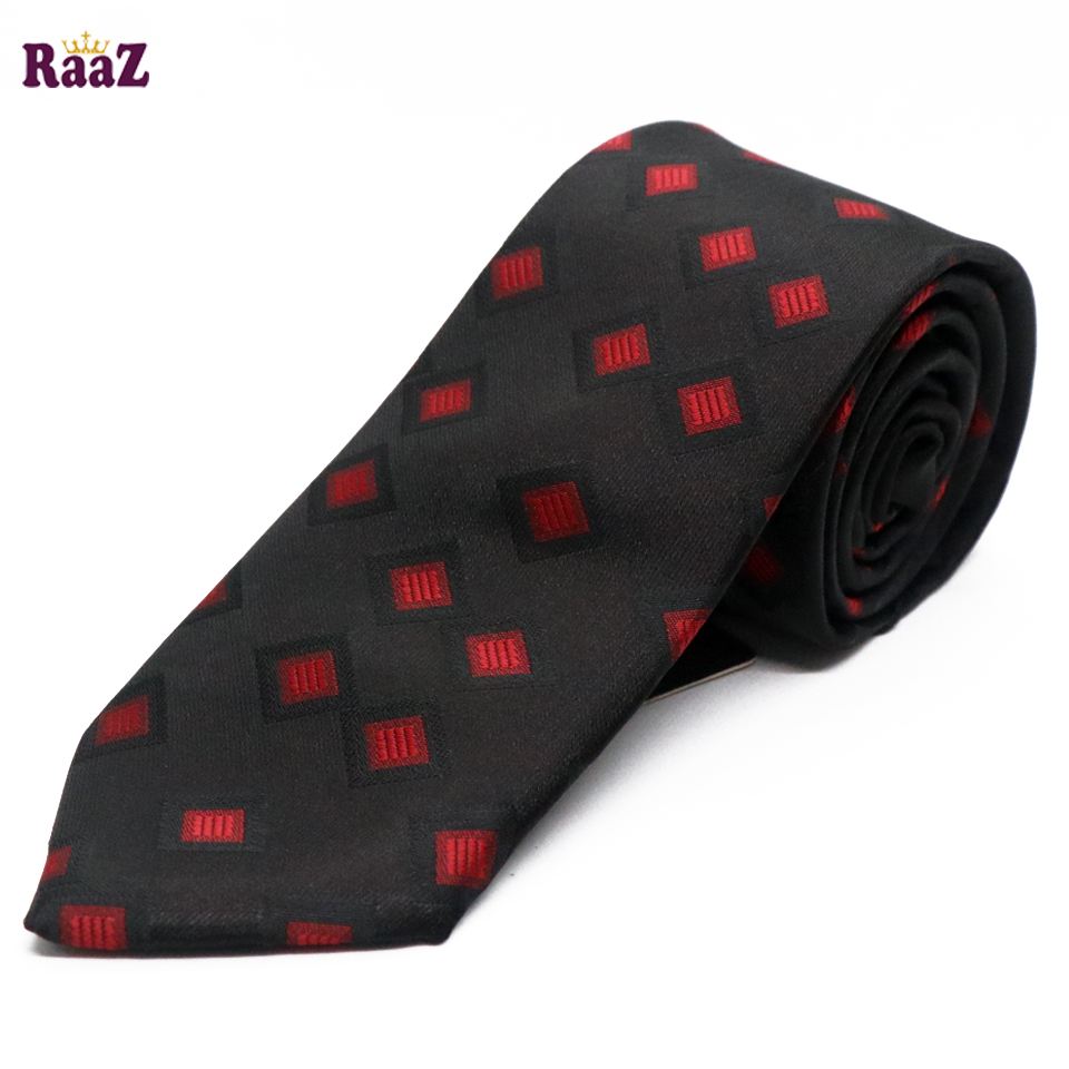 Picture of Black Red Square Tie For Men