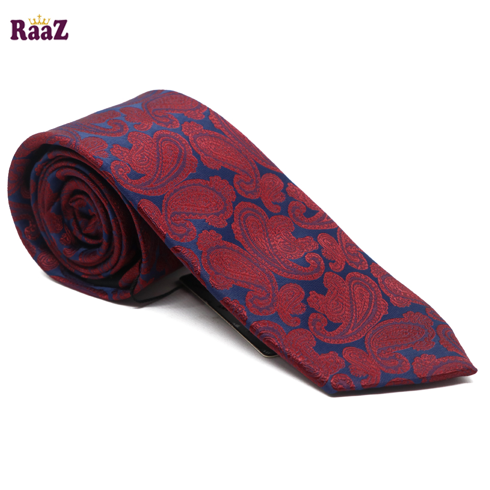 Picture of Deep Blue And Maroon Flower Embroidery Design Necktie For Men