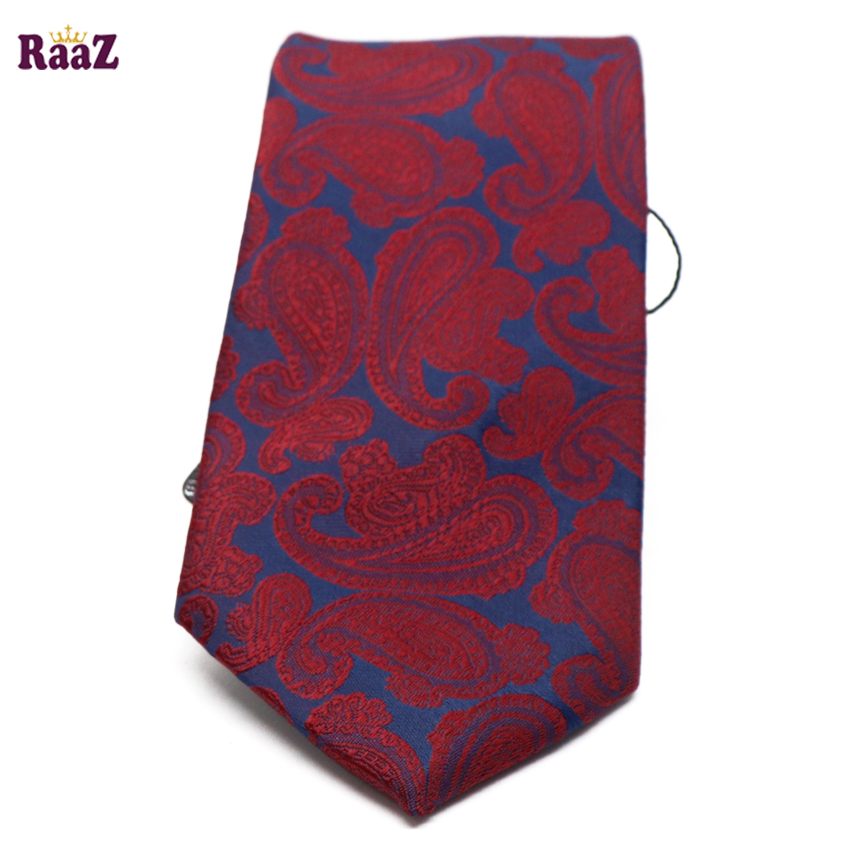 Picture of Deep Blue And Maroon Flower Embroidery Design Necktie For Men