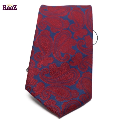 Picture of Deep Blue And Maroon Flower Embroidery Design Necktie For Men