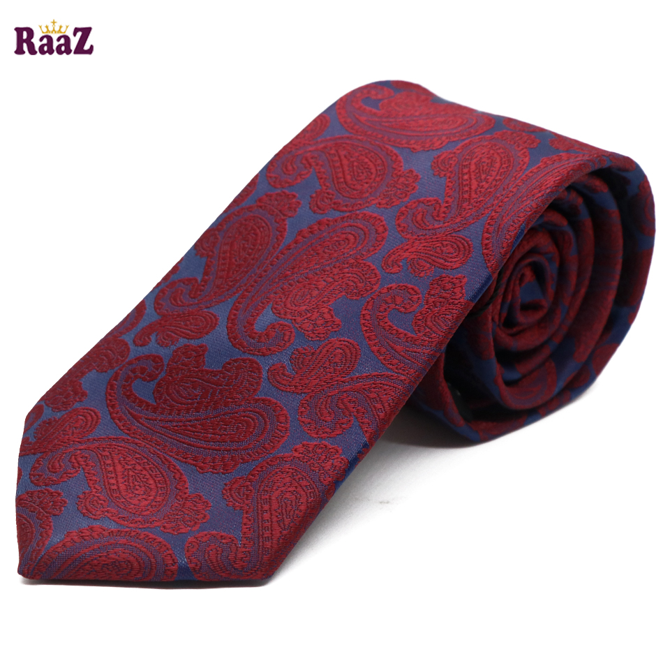 Picture of Deep Blue And Maroon Flower Embroidery Design Necktie For Men
