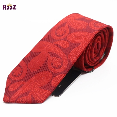 Picture of Red Bloomed Charm Floral Embroidery Design Wedding Tie For Men