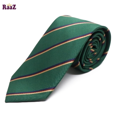 Picture of Green Imperial Stitch Broad Stripe Statement Tie For Men