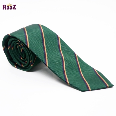 Picture of Green Imperial Stitch Broad Stripe Statement Tie For Men