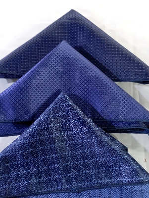 Picture of Navy Blue 3Pc Pocket Square Set For Men