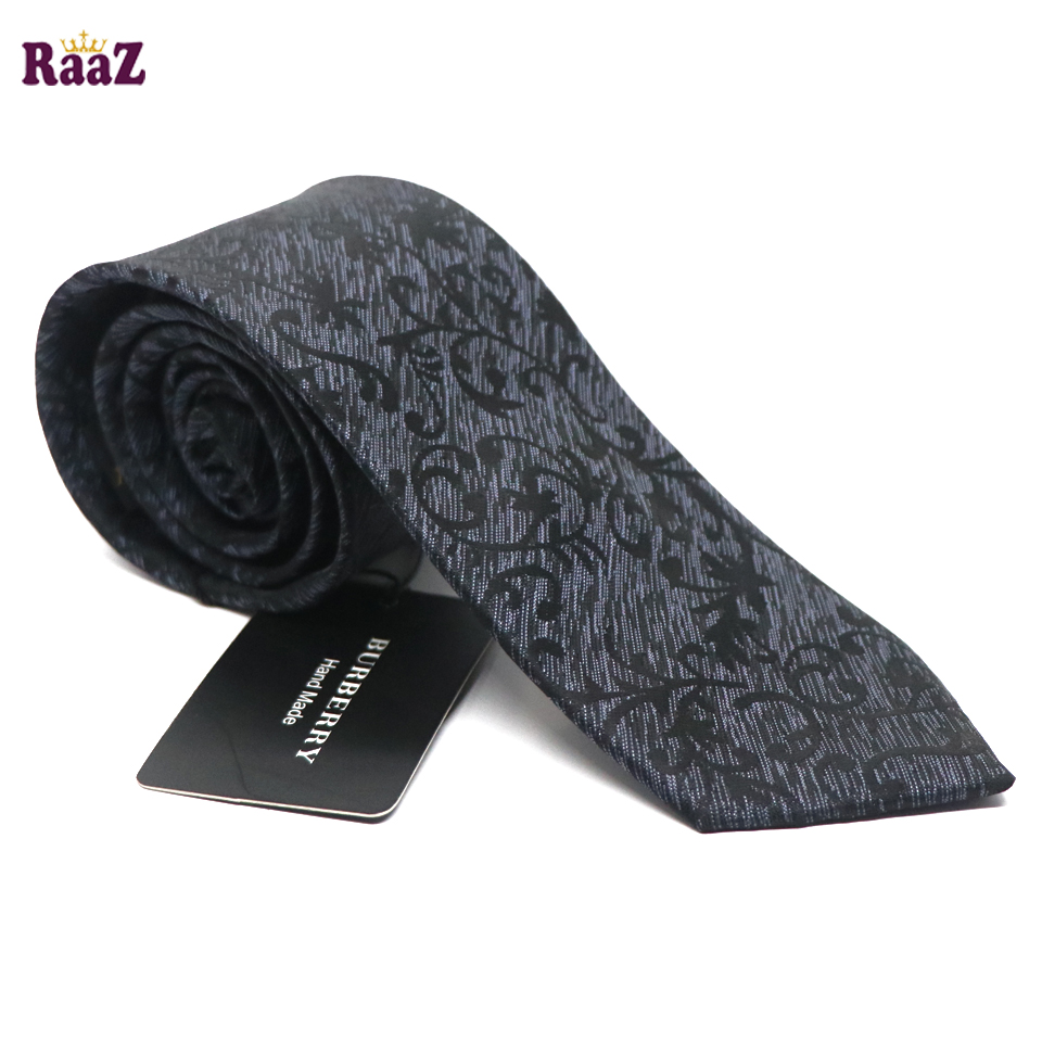 Picture of Black Twilight Bloom Printed Floral Design Silk Tie For Men