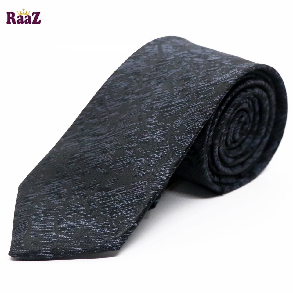 Picture of Black Twilight Bloom Printed Floral Design Silk Tie For Men