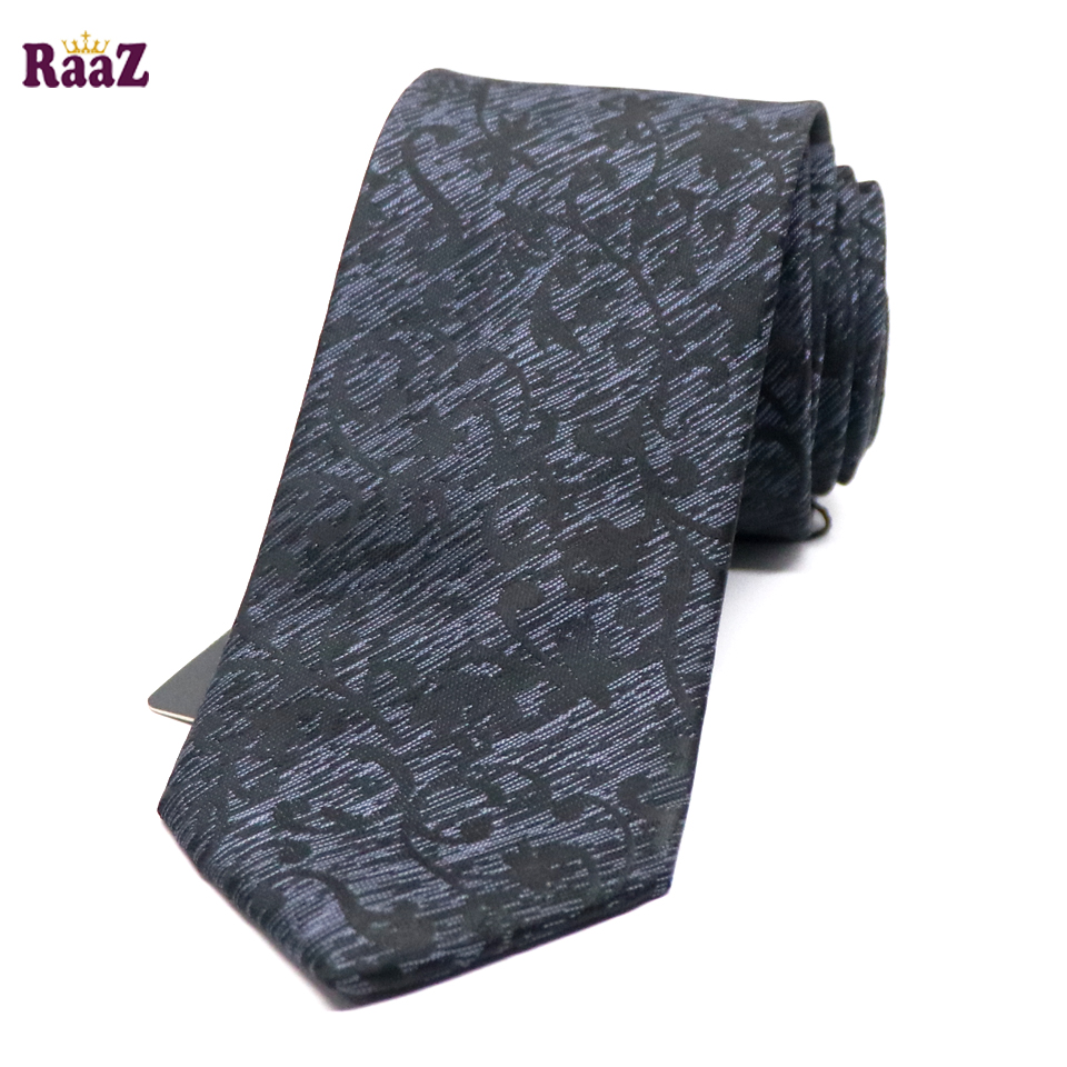 Picture of Black Twilight Bloom Printed Floral Design Silk Tie For Men