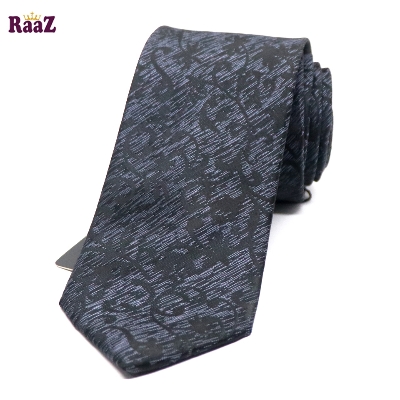 Picture of Black Twilight Bloom Printed Floral Design Silk Tie For Men