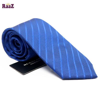 Picture of Royal Blue Imperial Stitch Broad Stripe Statement Tie For Men