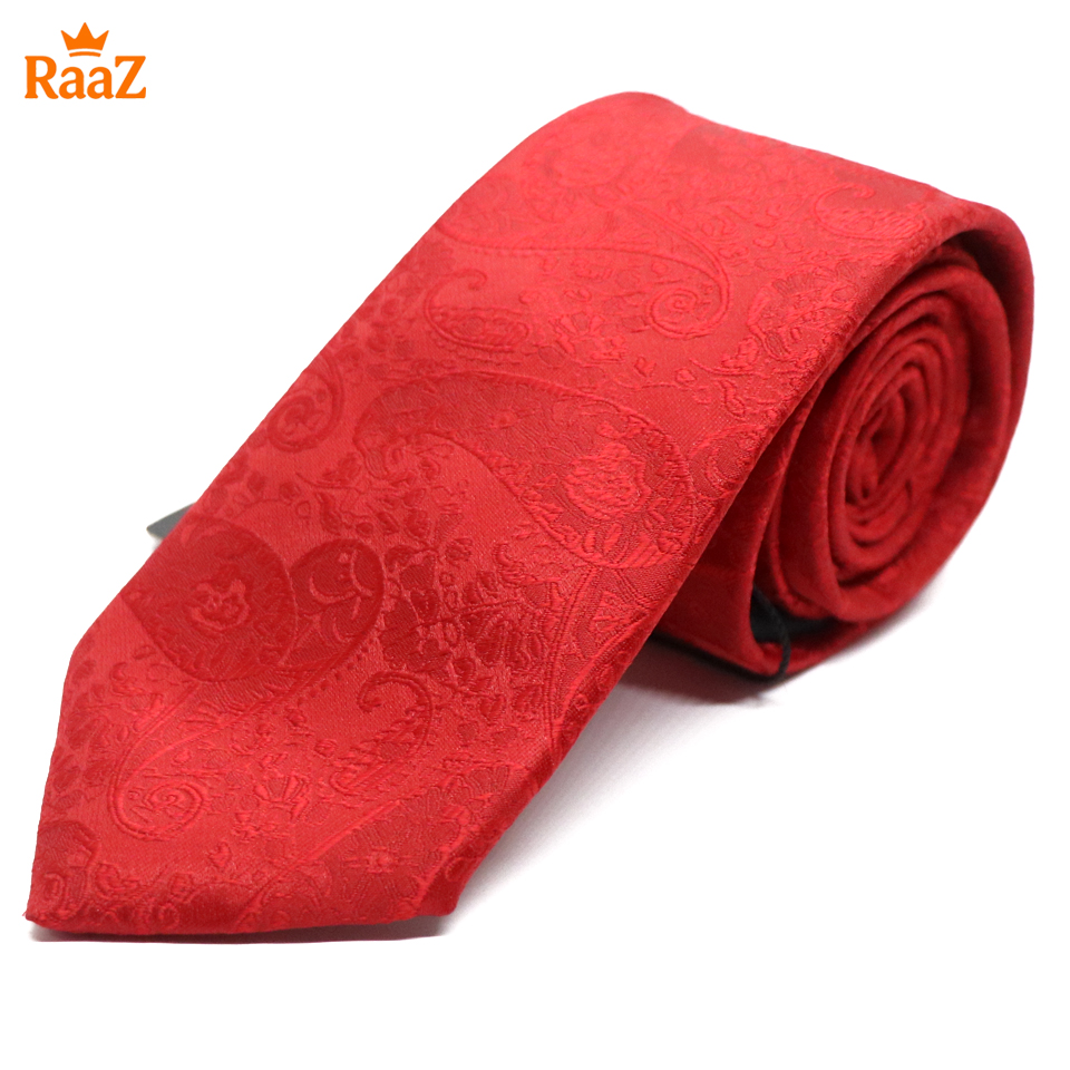 Picture of Red Bloomed Charm Floral Embroidery Design Wedding Tie For Men