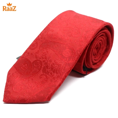 Picture of Red Bloomed Charm Floral Embroidery Design Wedding Tie For Men