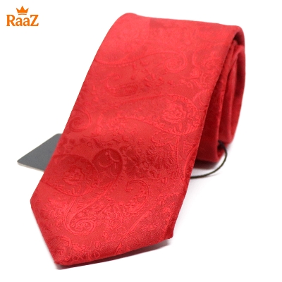 Picture of Red Bloomed Charm Floral Embroidery Design Wedding Tie For Men