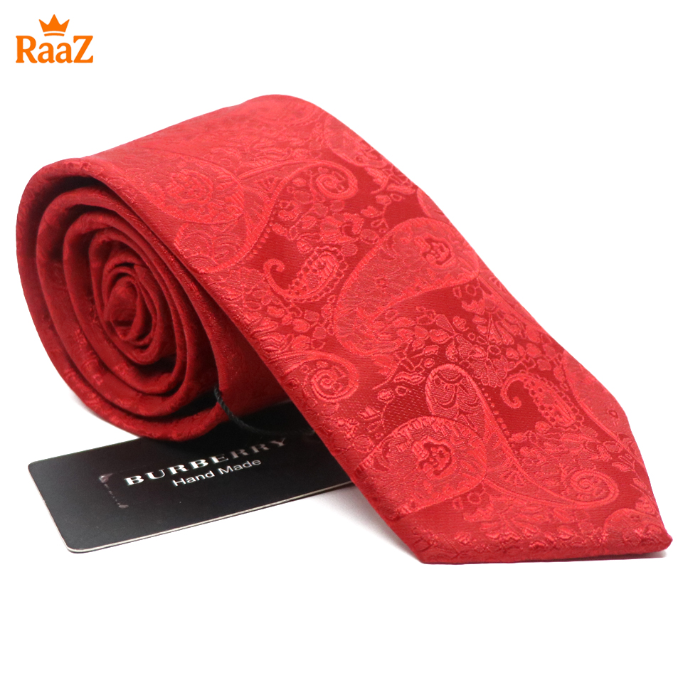 Picture of Red Bloomed Charm Floral Embroidery Design Wedding Tie For Men