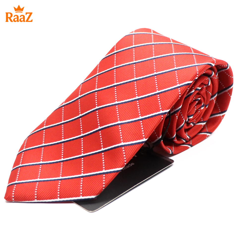 Picture of Red Timeless Sophistication Grid Check Formal Tie For Men