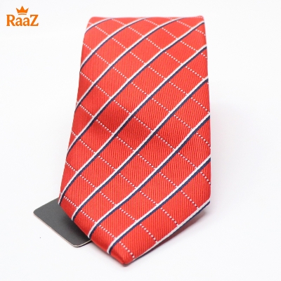 Picture of Red Timeless Sophistication Grid Check Formal Tie For Men
