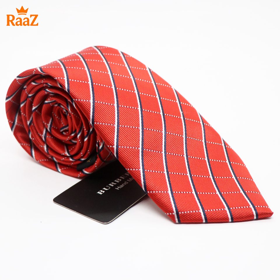 Picture of Red Timeless Sophistication Grid Check Formal Tie For Men