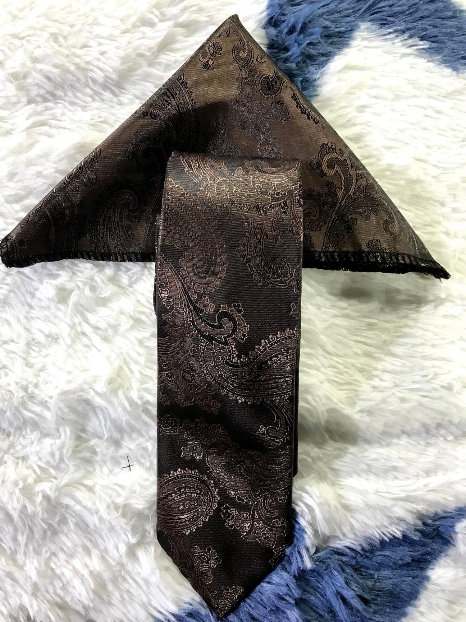 Picture of Olive Floral Design Tie And Pocket Square Set For Men