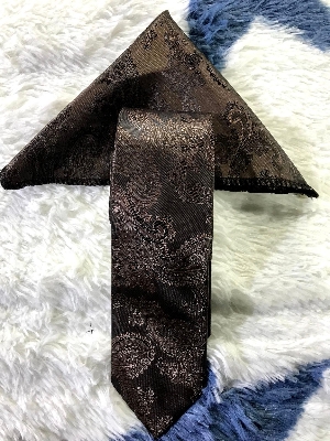 Picture of Olive Floral Design Tie And Pocket Square Set For Men