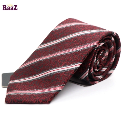 Picture of Maroon Floral Design Premium Stripe Tie For Men