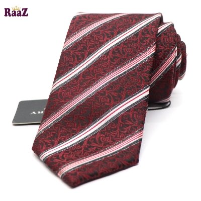 Picture of Maroon Floral Design Premium Stripe Tie For Men