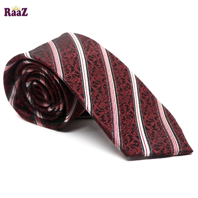Picture of Maroon Floral Design Premium Stripe Tie For Men